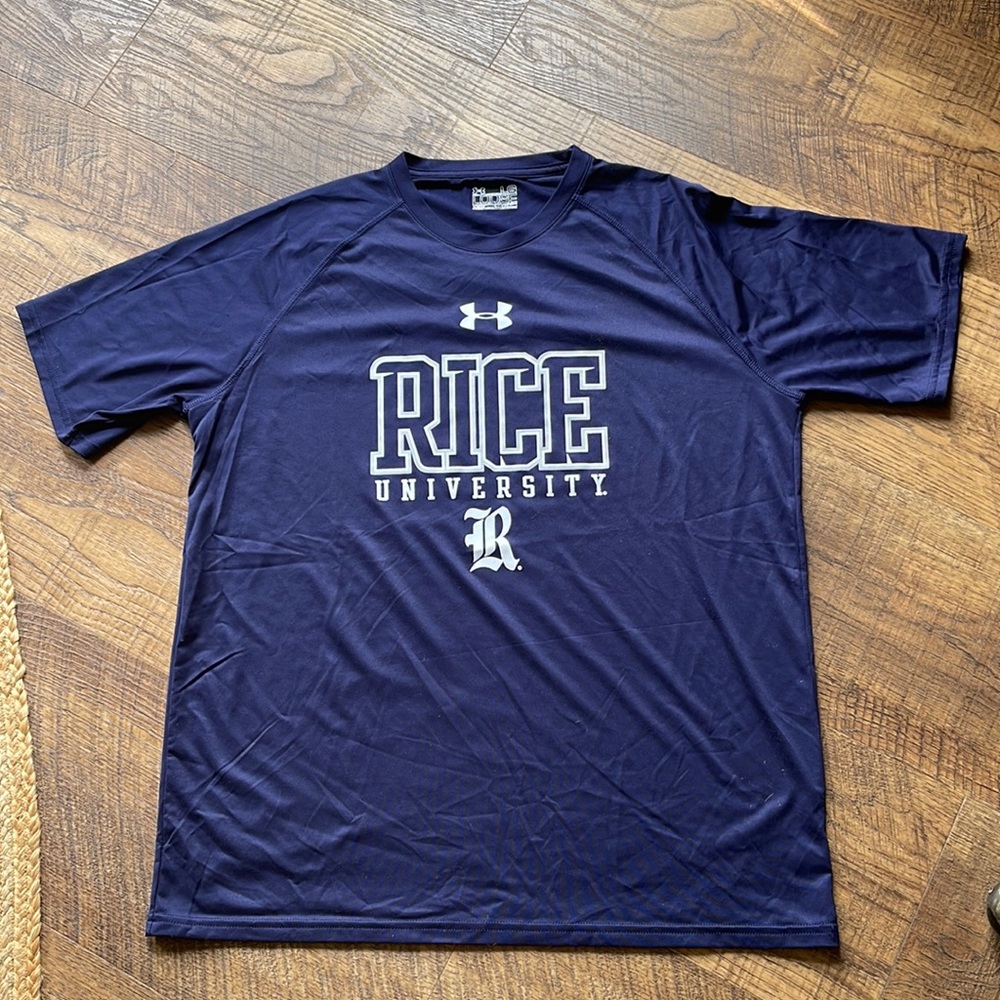 Rice University Under Armour Loose HeatGear Moisture Wicking Tee * Sz L * EUC